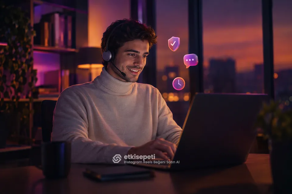 Destek uzmanı Instagram Reels Beğeni siparişlerini panelden takip ediyor