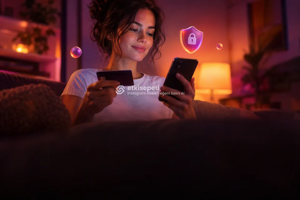 Kart ve telefonla güvenli ödeme yapan bir kullanıcı
