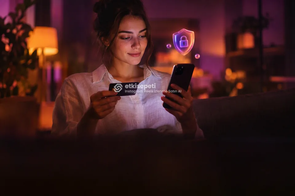Kart ve telefonla güvenli ödeme yapan bir kullanıcı