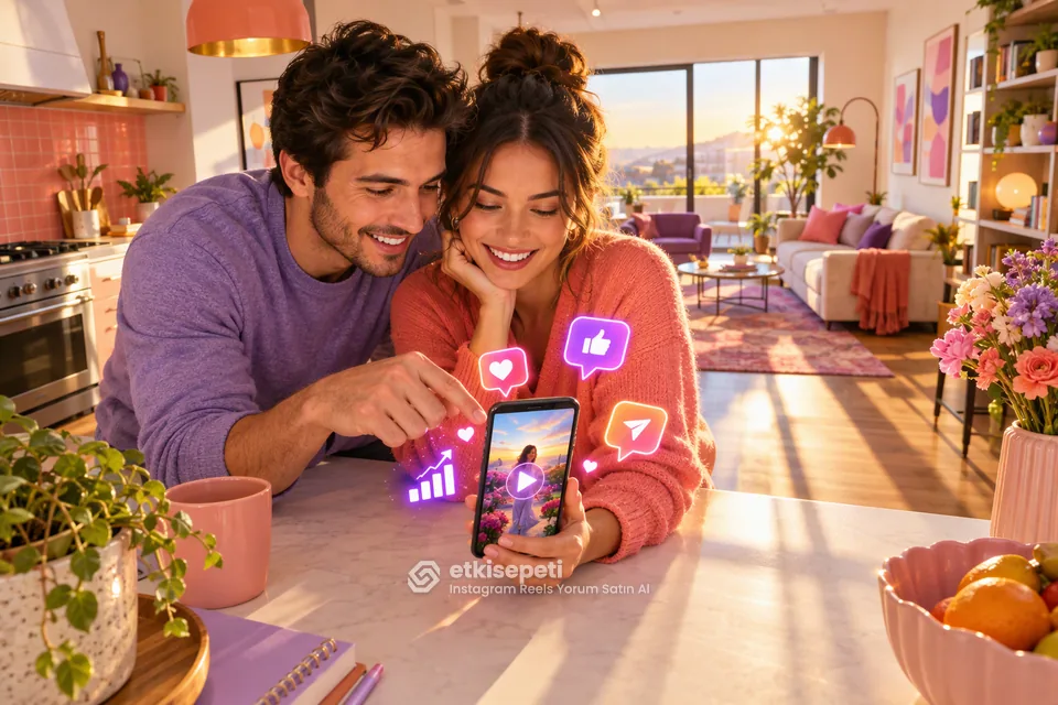 Instagram Reels Yorum Satın Al hizmetini kullanan farklı hesap türlerini gösteren 3D sahne