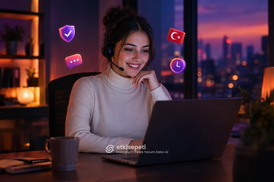 Destek uzmanı Instagram Reels Yorum siparişlerini panelden takip ediyor