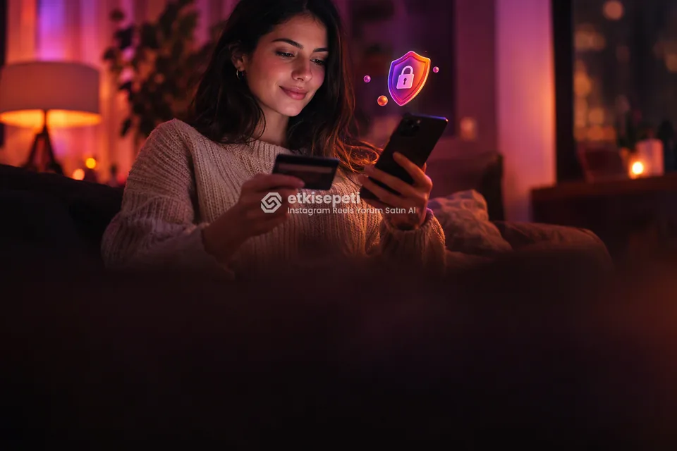 Kart ve telefonla güvenli ödeme yapan bir kullanıcı