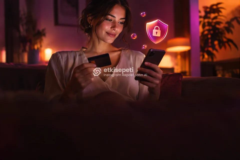Kart ve telefonla güvenli ödeme yapan bir kullanıcı