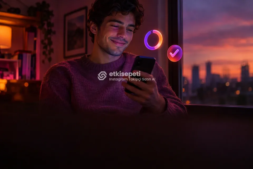 Telefonundan siparişinin ilerleyişini takip eden bir kullanıcı
