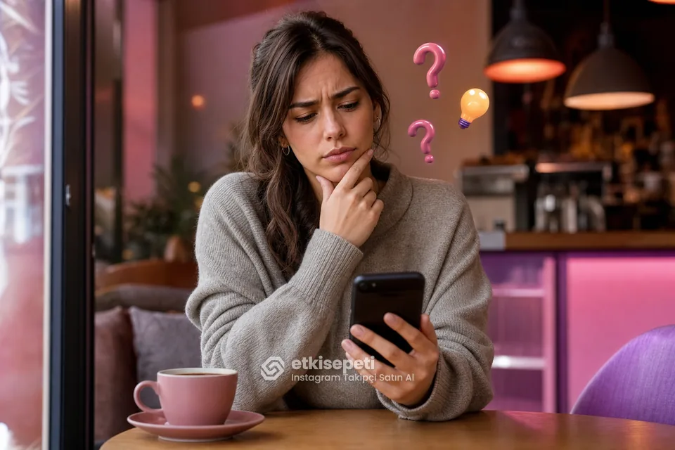 Instagram takipçi satın almadan önce sorularını düşünen bir kullanıcı