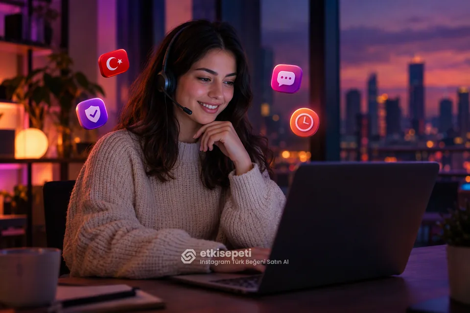 Destek uzmanı Instagram Türk Beğeni siparişlerini panelden takip ediyor