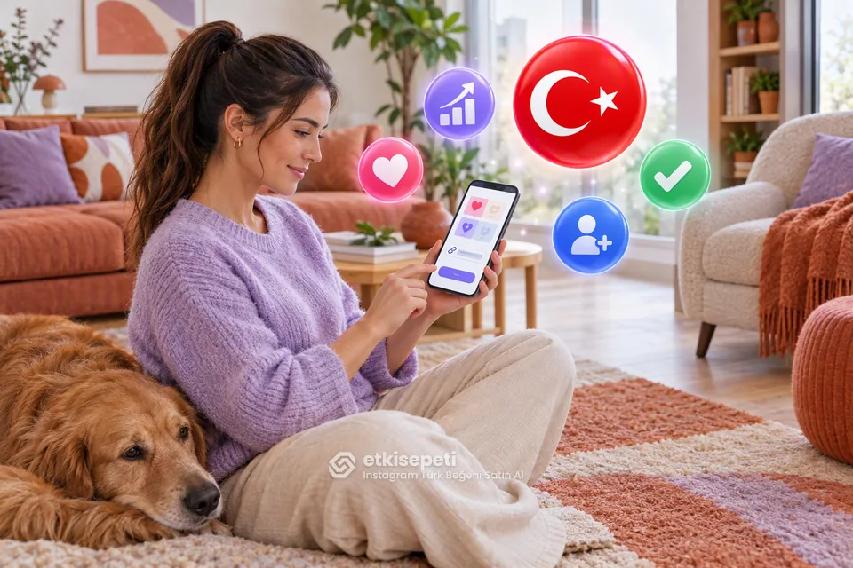 Instagram Türk Beğeni paketini gösteren, gönderi ve Reels için Türk hesaplardan gelen beğeniler