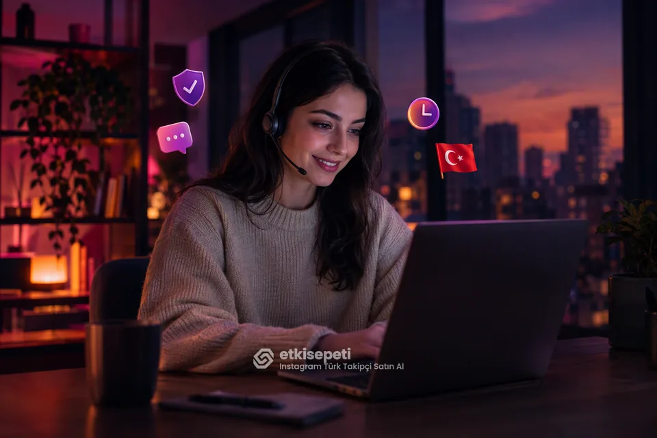 Destek uzmanı Instagram Türk Takipçi siparişlerini panelden takip ediyor