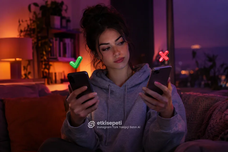 İki seçeneği karşılaştırarak Instagram Türk Takipçi için site seçen bir kullanıcı