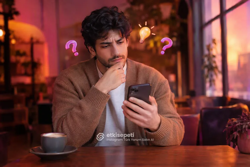 Instagram Türk Yorum satın almadan önce sorularını düşünen bir kullanıcı