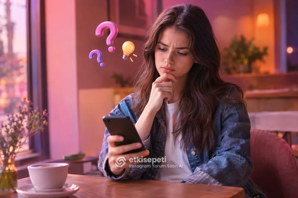 Instagram Yorum satın almadan önce sorularını düşünen bir kullanıcı