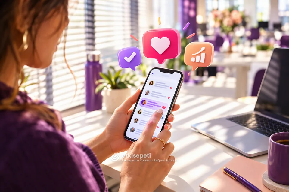 Instagram Yoruma Beğeni ile diğer paket farklarını anlatan karşılaştırmalı 3D sahne