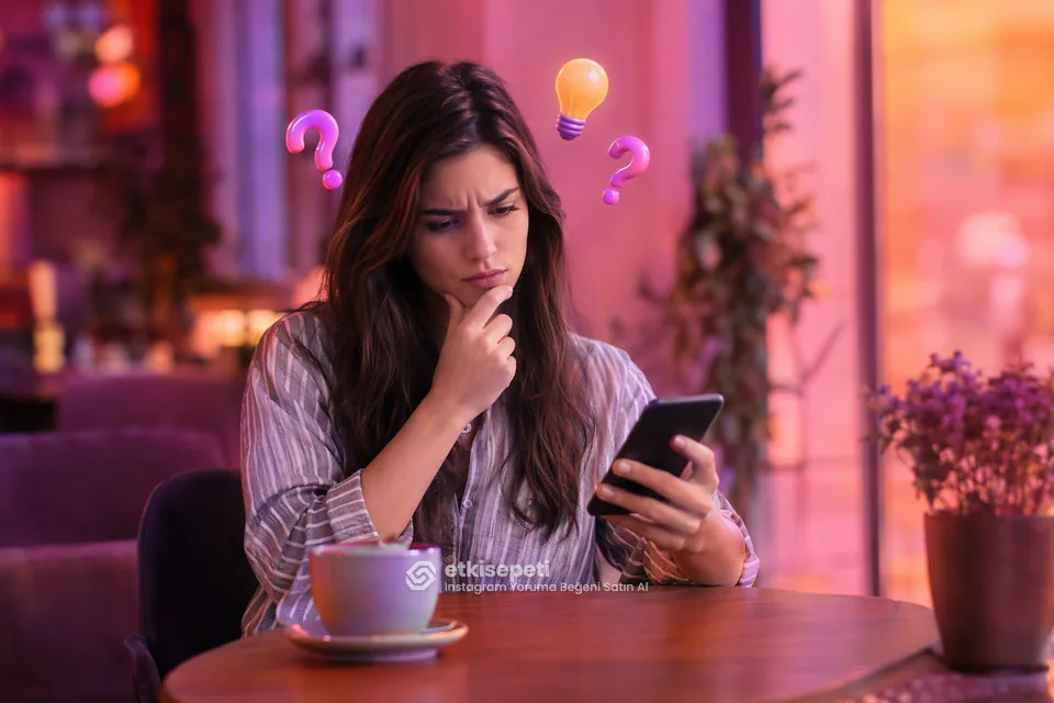 Instagram Yoruma Beğeni satın almadan önce sorularını düşünen bir kullanıcı