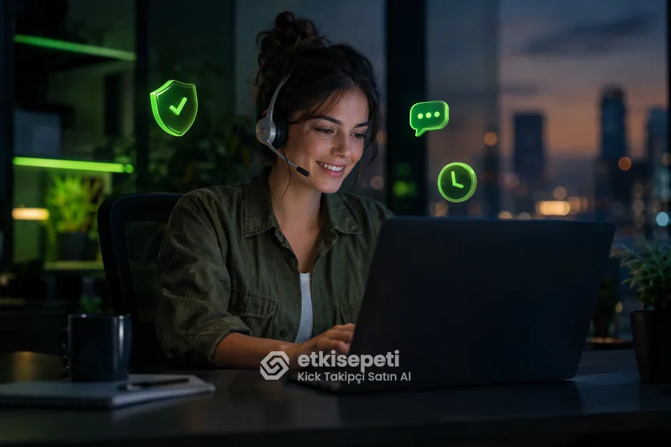Destek uzmanı Kick Takipçi siparişlerini panelden takip ediyor