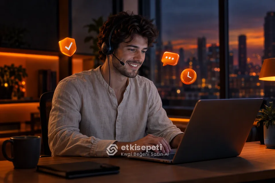 Destek uzmanı Kwai Beğeni siparişlerini panelden takip ediyor