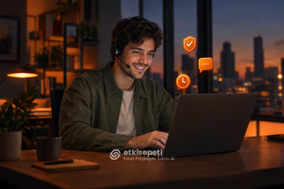 Destek uzmanı Kwai Paylaşım siparişlerini panelden takip ediyor