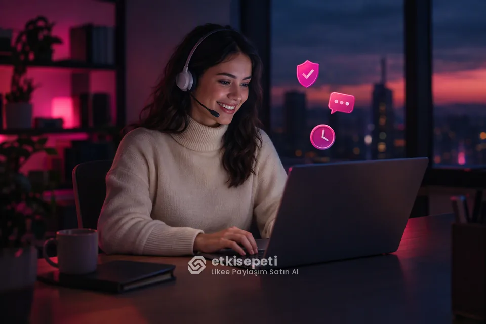 Destek uzmanı Likee Paylaşım siparişlerini panelden takip ediyor