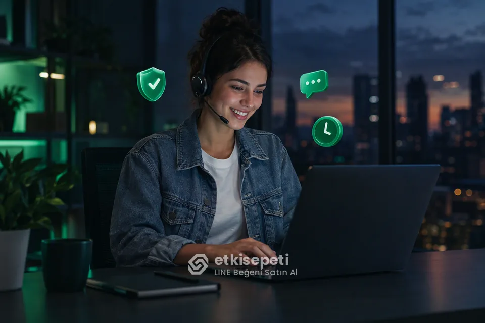 Destek uzmanı LINE Beğeni siparişlerini panelden takip ediyor