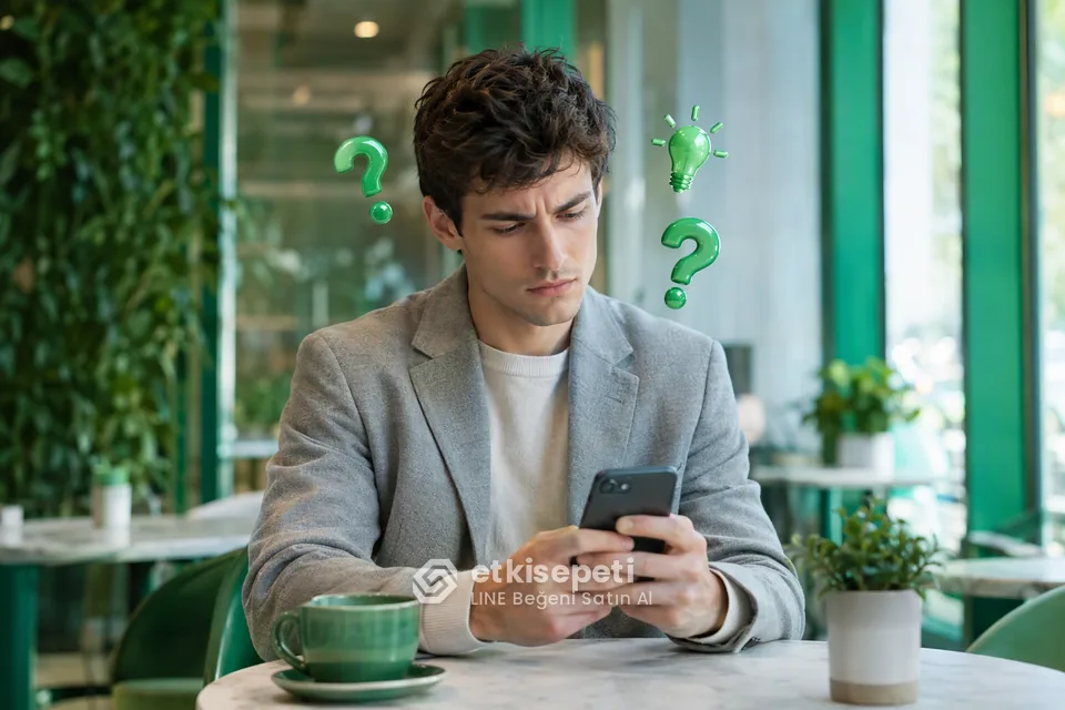 LINE Beğeni satın almadan önce sorularını düşünen bir kullanıcı