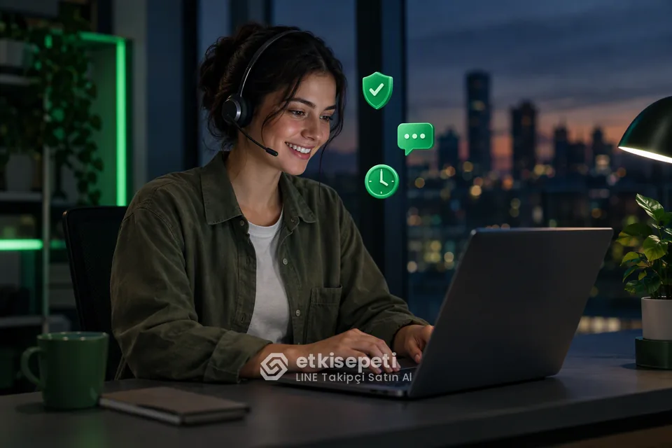 Destek uzmanı LINE Takipçi siparişlerini panelden takip ediyor