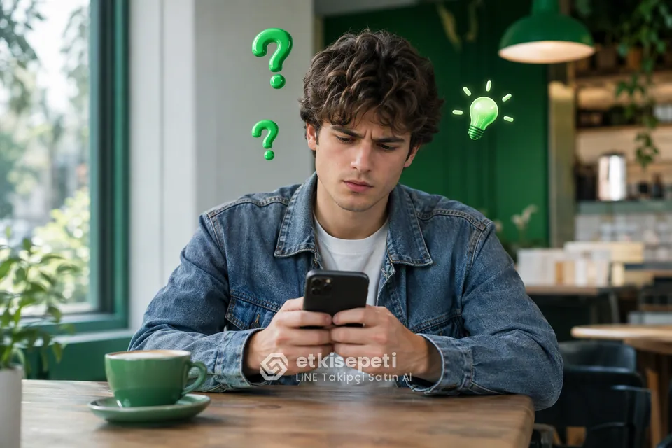 LINE Takipçi satın almadan önce sorularını düşünen bir kullanıcı
