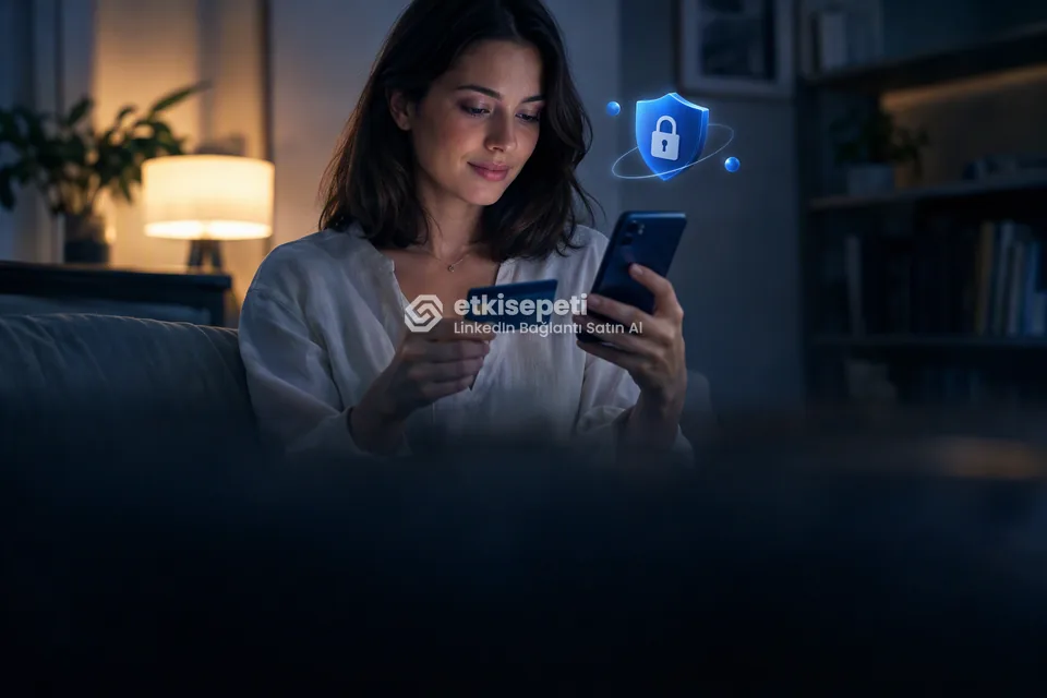 Kart ve telefonla güvenli ödeme yapan bir kullanıcı