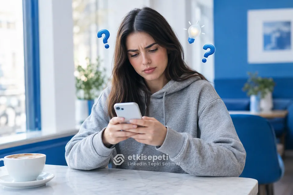 LinkedIn Tepki satın almadan önce sorularını düşünen bir kullanıcı