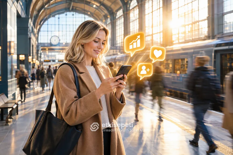 LinkedIn Yorum Satın Al için yorum akışı, ağ yayılımı ve etkileşim derinliği görseli