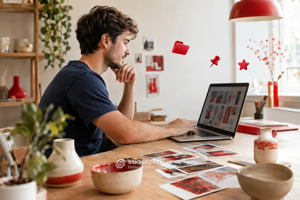 Pinterest pano takipçi satın al için ürün koleksiyonu panosunu düzenleyen tasarımcı