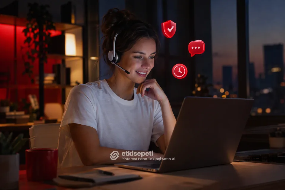 Destek uzmanı Pinterest Pano Takipçi siparişlerini panelden takip ediyor