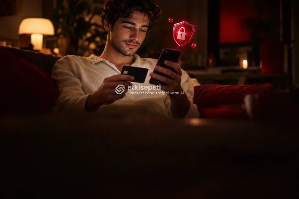 Kart ve telefonla güvenli ödeme yapan bir kullanıcı