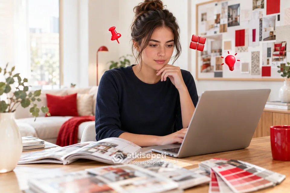 Pinterest repin satın al ile pano takipçi arasında karar vermek için dizüstünde panolarını karşılaştıran içerik üreticisi