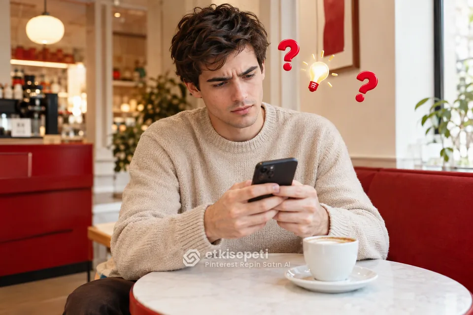 Pinterest Repin satın almadan önce sorularını düşünen bir kullanıcı
