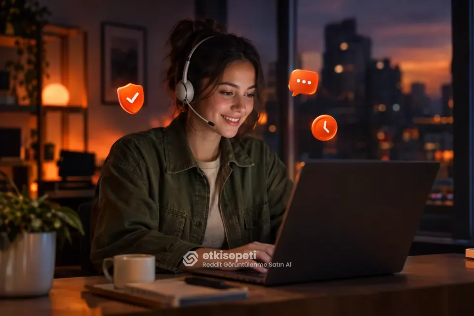 Destek uzmanı Reddit Görüntülenme siparişlerini panelden takip ediyor