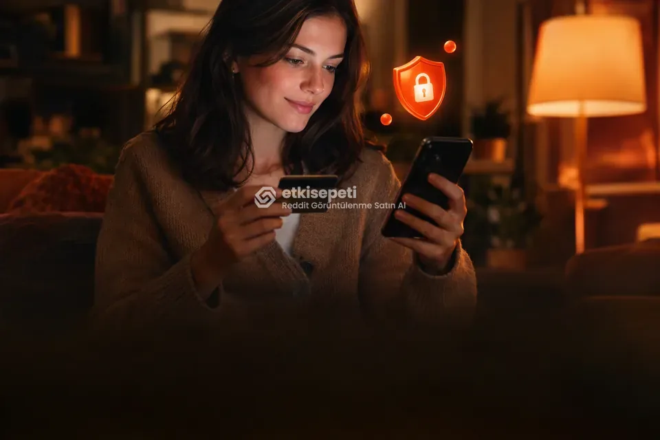 Kart ve telefonla güvenli ödeme yapan bir kullanıcı