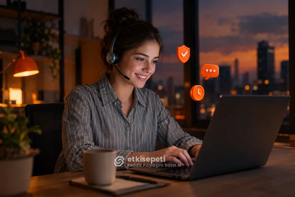 Destek uzmanı Reddit Paylaşım siparişlerini panelden takip ediyor