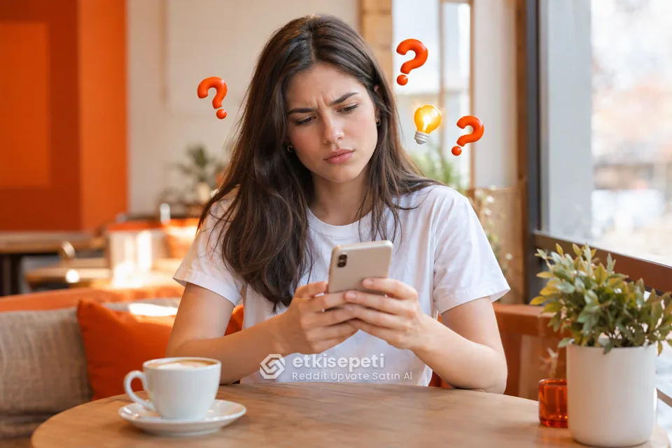 Reddit Upvote satın almadan önce sorularını düşünen bir kullanıcı