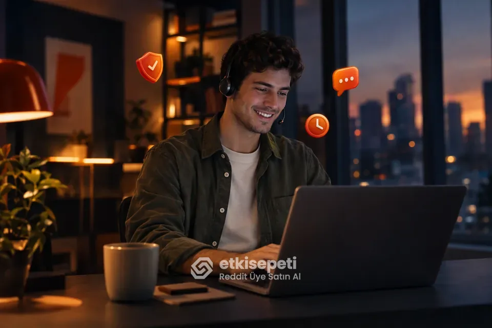 Destek uzmanı Reddit Üye siparişlerini panelden takip ediyor