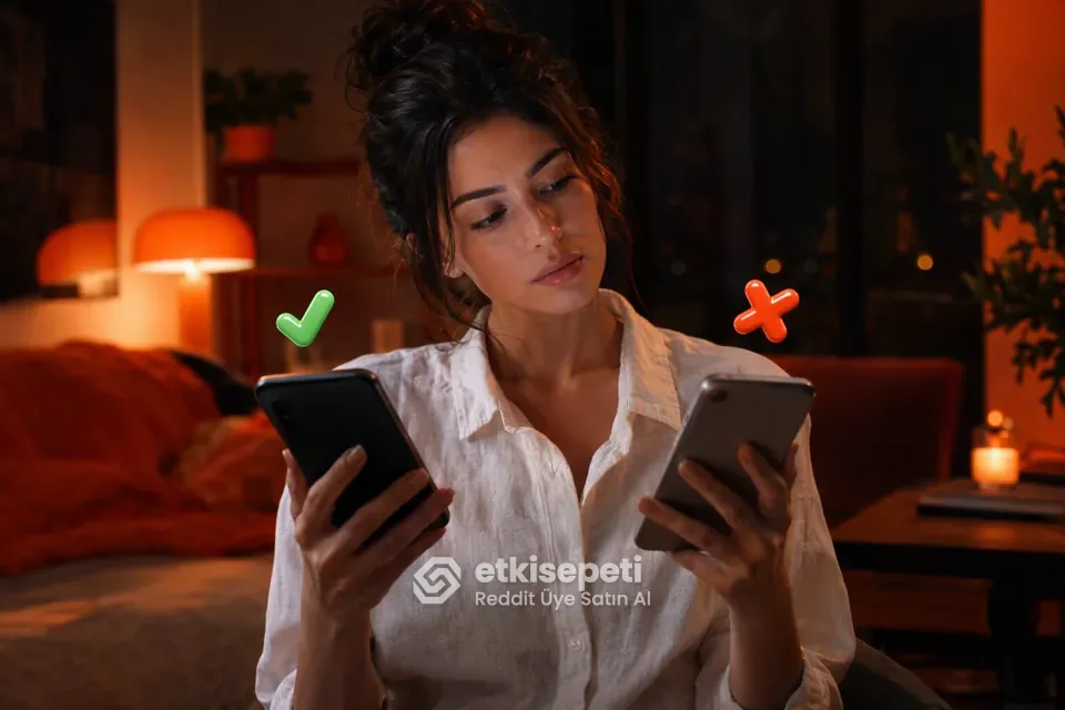 İki seçeneği karşılaştırarak Reddit Üye için site seçen bir kullanıcı