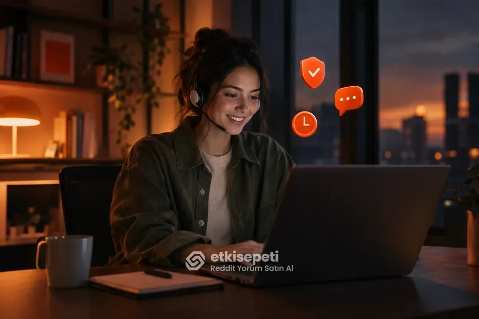 Destek uzmanı Reddit Yorum siparişlerini panelden takip ediyor
