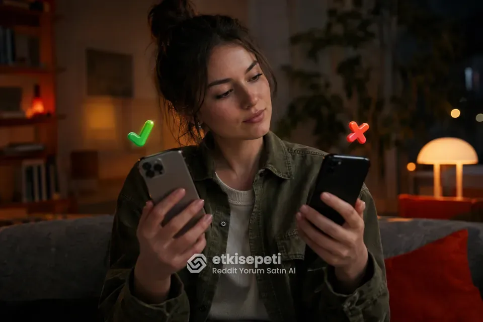 İki seçeneği karşılaştırarak Reddit Yorum için site seçen bir kullanıcı