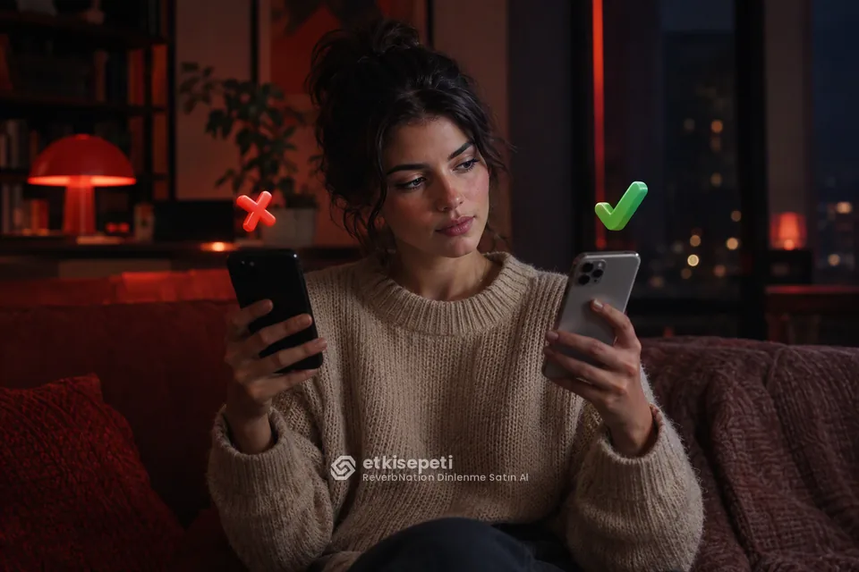 İki seçeneği karşılaştırarak ReverbNation Dinlenme için site seçen bir kullanıcı