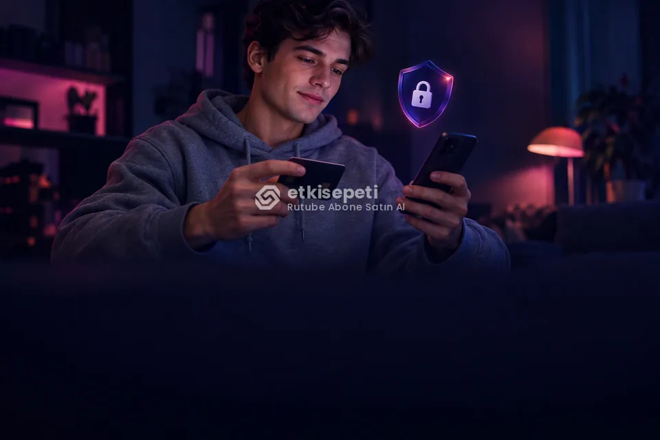 Kart ve telefonla güvenli ödeme yapan bir kullanıcı