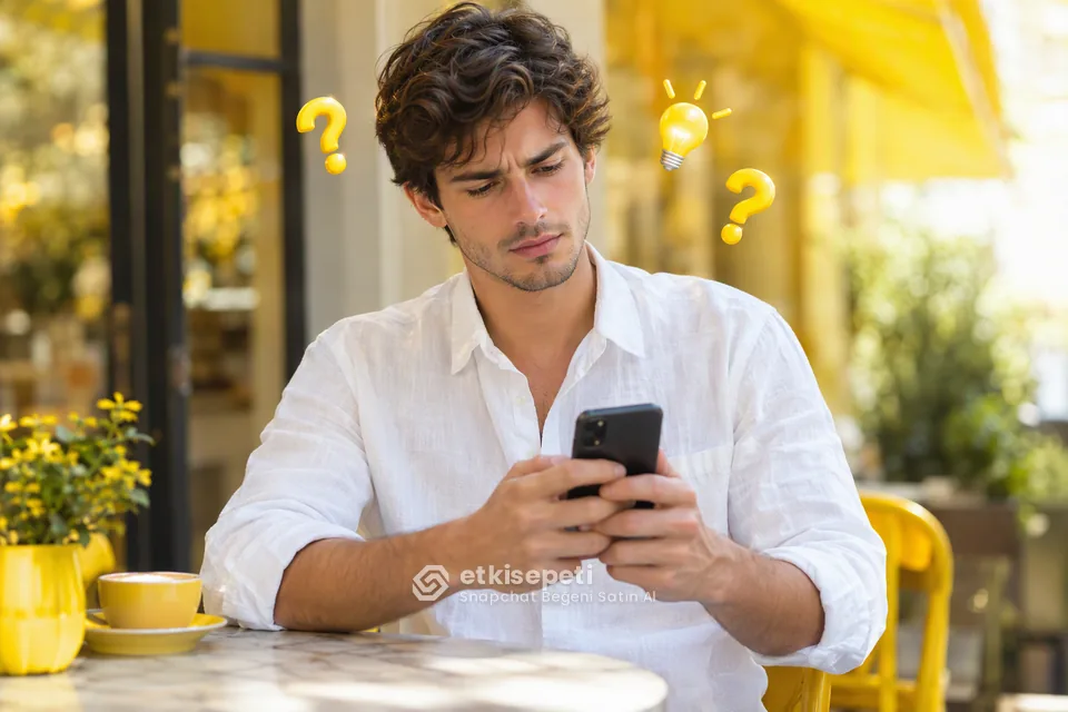 Snapchat Beğeni satın almadan önce sorularını düşünen bir kullanıcı