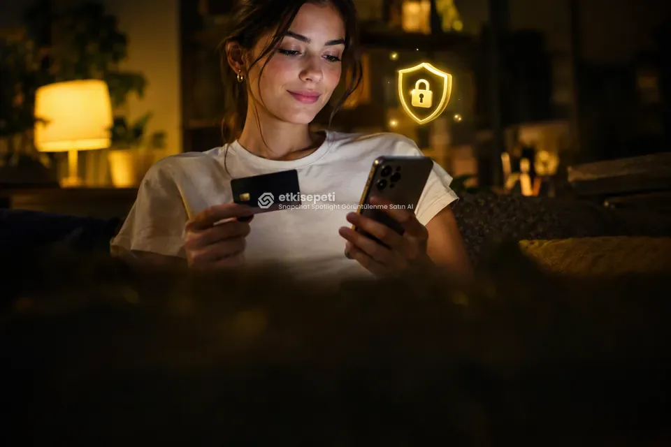 Kart ve telefonla güvenli ödeme yapan bir kullanıcı