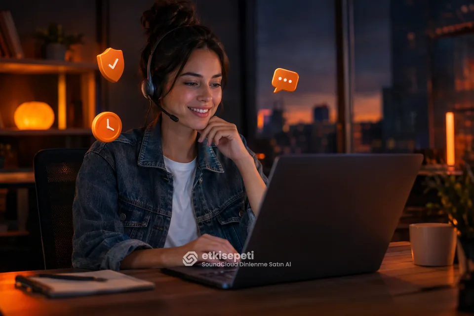Destek uzmanı SoundCloud Dinlenme siparişlerini panelden takip ediyor