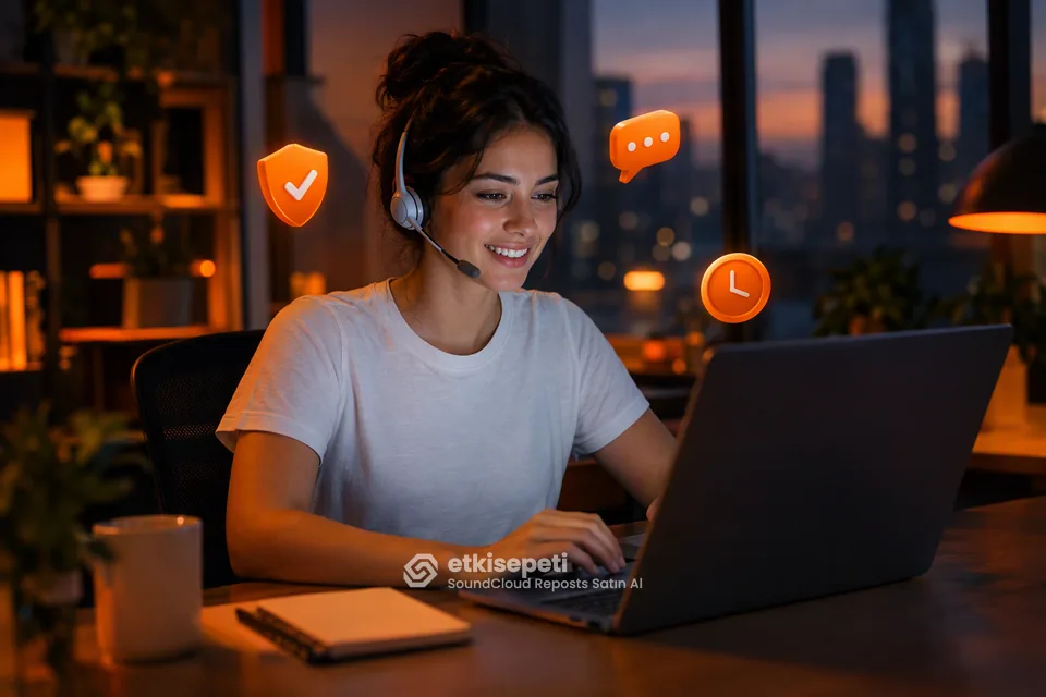 Destek uzmanı SoundCloud Reposts siparişlerini panelden takip ediyor