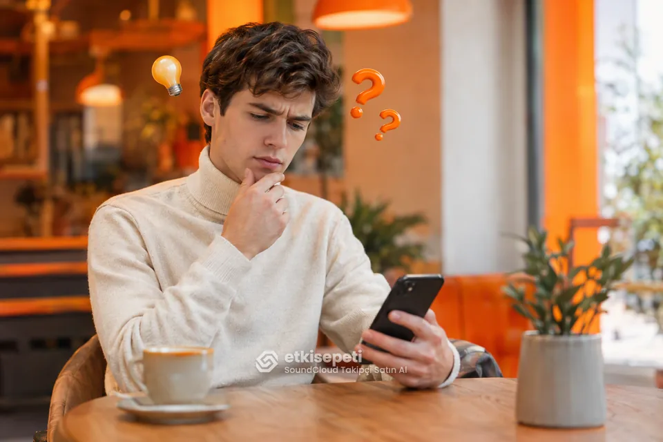 SoundCloud Takipçi satın almadan önce sorularını düşünen bir kullanıcı