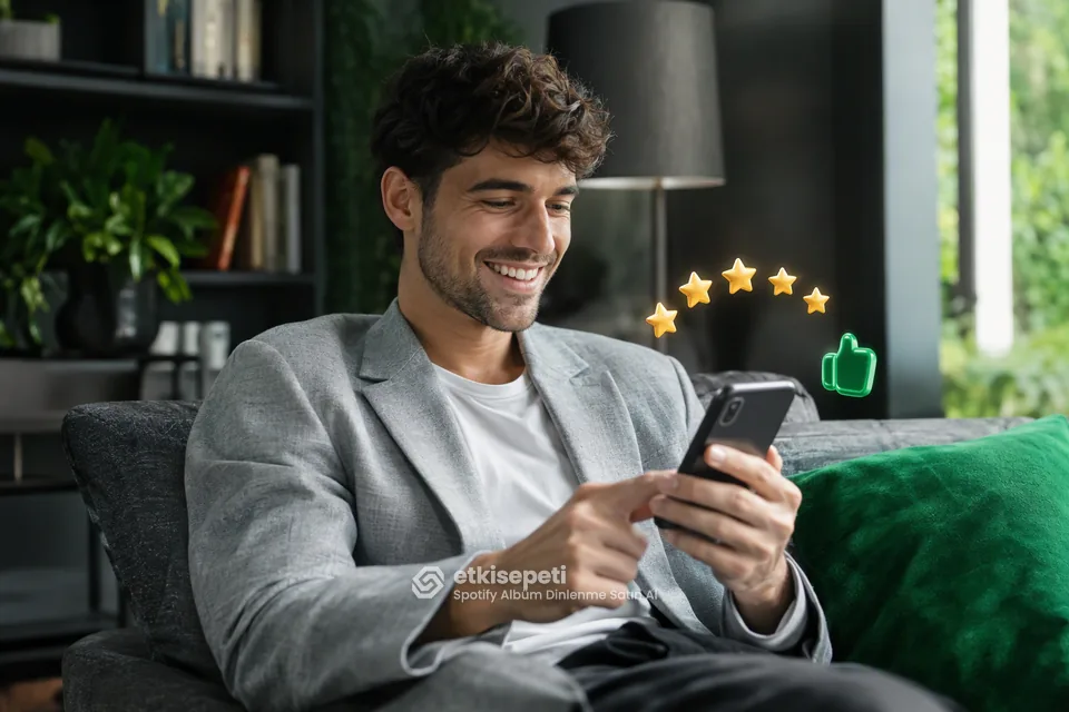 Spotify Albüm Dinlenme hizmetini değerlendiren memnun bir kullanıcı