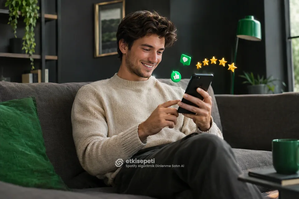 Spotify Algoritmik Dinlenme hizmetini değerlendiren memnun bir kullanıcı